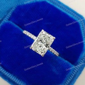 2.5CT Radiant Cut Moissanite Engagement Ring, Moissanite  Radiant Ring, Wedding Ring, Anniversary Ring, Radiant Hidden Halo Ring, For Women