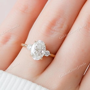 2ct Oval Cut Moissanite Ring, Oval Three Stone Ring, Vintage Ring, Engagement  Ring, Anniversary Ring, Bridal Ring, Daily Ring, Gift For Her
