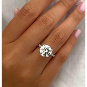 3ct Round Cut Moissanite Ring, Round Moissanite Ring, Wedding Proposal Ring Anniversary Ring, 14K Gold