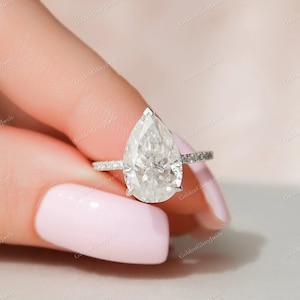 3.5CT Pear Moissanite Ring/Halo-Pave Moissanite Ring/Pear Engagement Ring/Promise Ring/Wedding Ring/Bridal Solitaire Ring/Gift For favorite