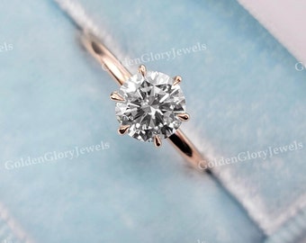 2ct Round Moissanite Ring, Round Engagement Ring, 14k Solid Gold Promise Ring,  Round Solitaire Moissanite Bridal Ring, 6 Prong Ring