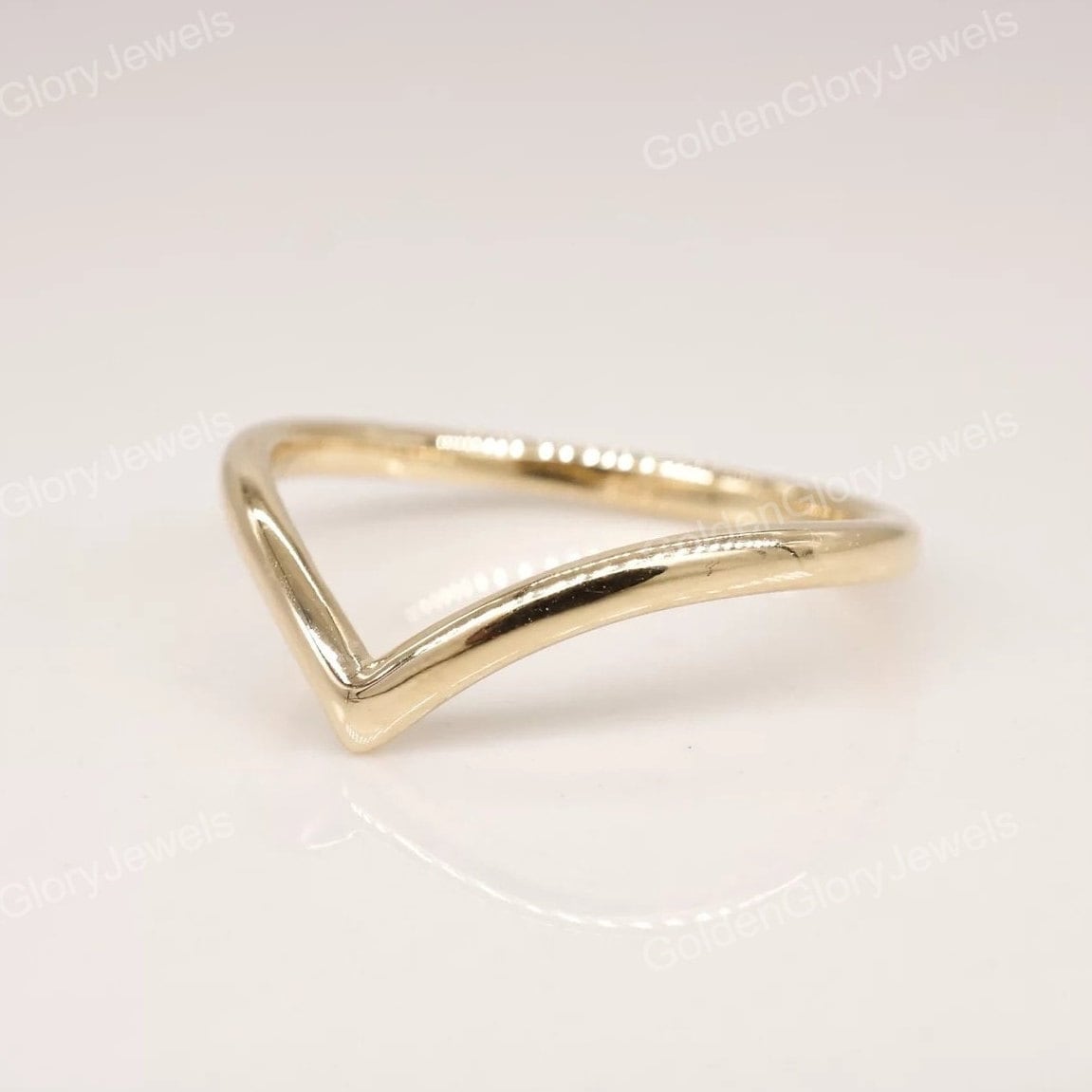 14k Solid Yellow Gold, V Shaped Wedding Band, Curved Wedding Band, Chevron Ring, Chevron Wedding Band, Anniversary Ring, Stacking Rings
