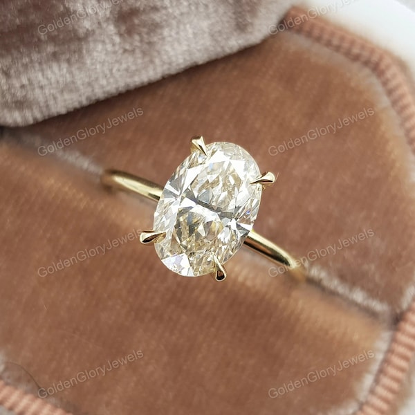 2ct Oval Cut Moissanite Engagement Ring, Oval Solitaire Moissanite Ring, 14k Solid Gold Ring, Anniversary Gift Ring, Bridal Ring, Daily Ring