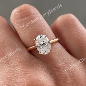 2.5ct Oval Cut Moissanite Engagement Ring, Oval Solitaire Moissanite Ring, 14k Solid Gold Ring, Anniversary Ring, Bridal Ring, Daily Ring