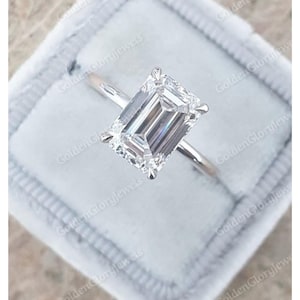 3 Karat Moissanite Verlobungsring, Smaragd Cut Moissanite Verlobungsring, 14k Solid Gold Ring, Jubiläumsgeschenk Ring, Brautring