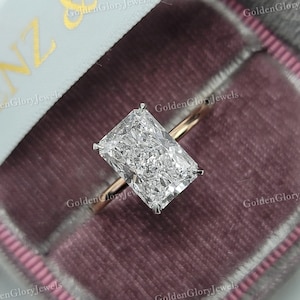 5 CT Radiant Cut Moissanite Engagement Ring, Radiant Cut Hidden halo Ring, Radiant Solitaire, 5ct Radiant Cut, Solitaire Two-tone Ring