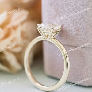 1.5CT Oval Cut Moissanite Ring, Oval Engagement Ring, Wedding Proposal Ring, Anniversary Ring, 14K Yellow Gold Ring, 6 Prong Oval Ring image 2