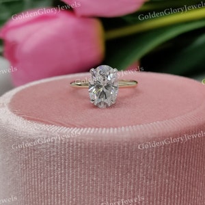 2.5Ct Oval cut Moissanite Engagement Ring/Genuine Moissanite Ring/Moissanite Wedding Ring /Hidden Halo Oval Solitaire Ring/Gift/Two-tone