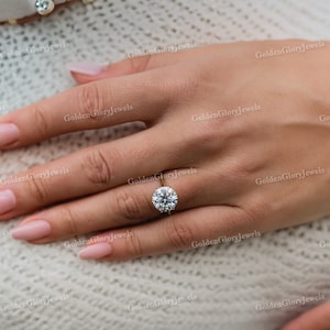 3.5ct Round Moissanite engagement Ring, Round cut Engagement Ring, Solid Gold Ring,  Round Solitaire Bridal Ring, Cathedral 6 Prong Ring