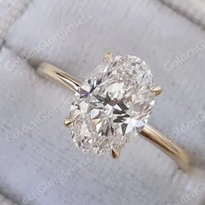2.9 Ct Oval Cut Moissanite Engagement Ring, Moissanite Wedding Ring White Gold Solitaire Ring, White Gold Oval Moissanite Engagement Ring