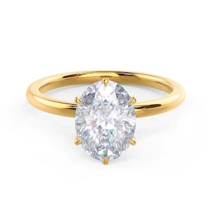 1.5CT Oval Cut Moissanite Ring, Oval Engagement Ring, Wedding Proposal Ring, Anniversary Ring, 14K Yellow Gold Ring, 6 Prong Oval Ring image 4