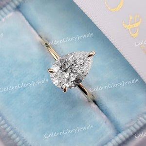 2.5ct Pear Cut Moissanite Engagement Ring, Pear Solitaire Moissanite Ring, 14k Solid Gold Ring, Anniversary Gift, Bridal Ring, Daily Ring