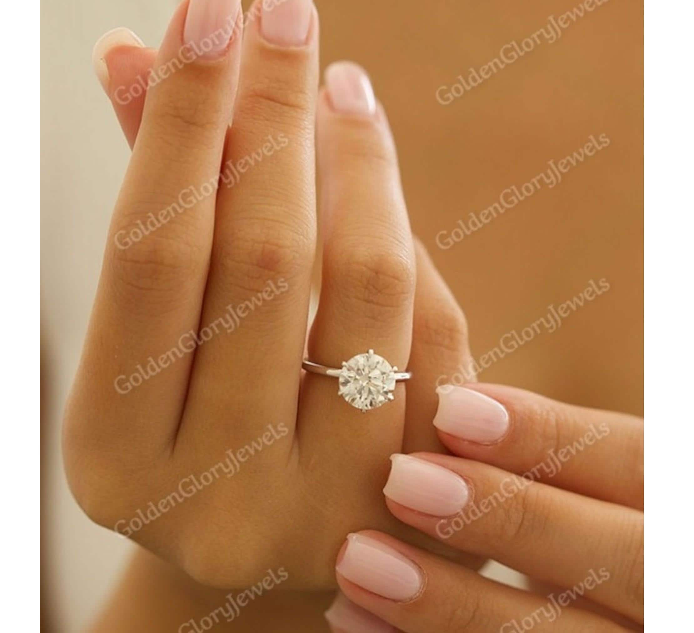 3ct Round Cut Moissanite Engagement Ring, Round Solitaire 