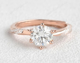 2Ct Round Cut Moissanite Engagement Ring/14K Solid Gold Ring/Art Deco Ring/Classic Wedding Ring/Vintage Bridal Solitaire Ring/6 Prongs