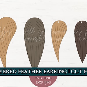 Layered Feather Earring SVG | Stacked Feather Earring SVG | Leather Earring Template