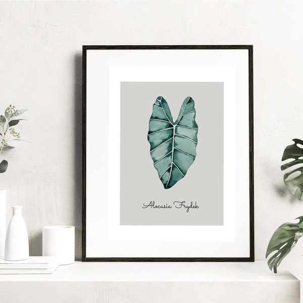 Alocasia leaf print, botanical wall art, tropical leaf wall art, digital download