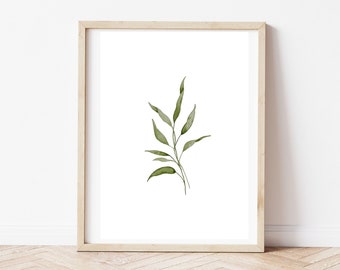 Green Leaf Botanical Print, Digital download,Tropical leaves,Watercolor leaves,minimalist art, botanical wall art, boho decor, printable art