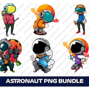 Astronaut PNG Bundle - 6 disegni, Astronaut Graffiti PNG, Space PNG, Outer Space, Astronaut Sublimation file, T-shirt Design