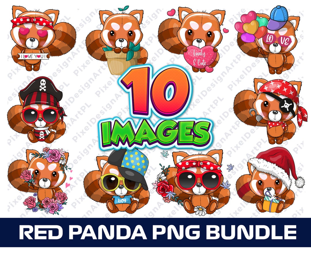 Red Panda PNG Bundle - 10 Images, Clipart, Sublimation, T-shirt Design ...