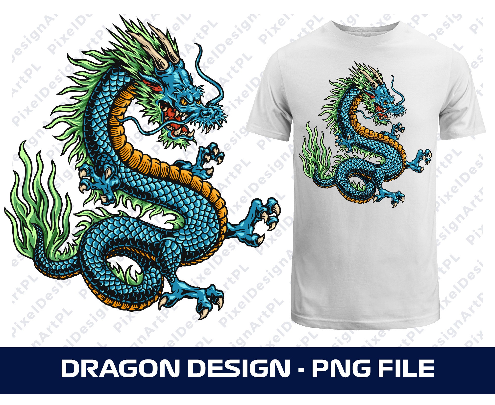T-shirt estampada Spreadshirt Tattoo, T-shirt, dragão, monocromático png