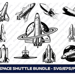 11 Space Shuttle Bundel SVG, EPS, PNG, Cricut, Clipart, Sublimatie, T-shirt Ontwerp