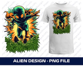Alien PNG, Hero PNG, Space PNG, Alien T-shirt, Sublimation file, T-shirt Design