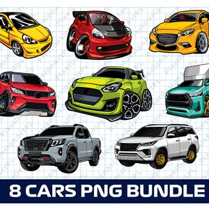 Cars PNG Bundle - 8 images, Clipart, Sublimation, T-shirt design