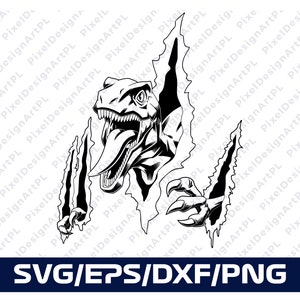 T-rex rasgando la pared SVG/PNG/EPS, Cricut, Sublimación, Camiseta, Silueta, Scrapbooking, Fabricación de tarjetas, Manualidades con papel, Clipart