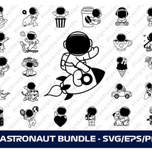 25 Astronaut Bundle SVG, EPS, PNG, Cricut, Clipart, Sublimazione, Space T-shirt Design