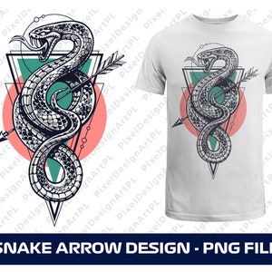 Slang met pijl PNG, Cobra PNG, Pijl PNG, Snake T-shirt, Sublimatie bestand, T-shirt Design