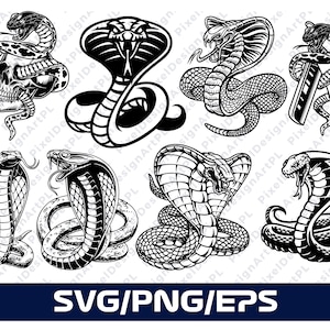 Cobra SVG, EPS, PNG Bundle - 8 designs, Cricut, Clipart, Sublimação, Design de camiseta, cobra svg, cobra Clipart