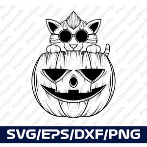 Pumpkin Kitten Halloween SVG/PNG/EPS, Cricut, Sublimation, T-shirt, Silhouette, Scrapbooking, Card Making, Paper Crafts, Clipart