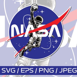 NASA - logotipo, astronauta, basquete, espaço svg, eps, cricut, silhueta