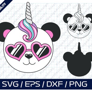 Pandacorn SVG, Cricut, Silhueta, Scrapbooking, Criação de cartões, Artesanato em papel, Clipart, Sublimação