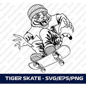 Tiger Skate SVG, EPS, PNG, Cricut, Clipart, Sublimation, Space T-Shirt Design