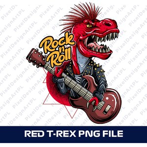 ARCHIVO PNG T-REX rojo, Sublimación, Camiseta, Scrapbooking, Fabricación de tarjetas, Manualidades con papel, Clipart