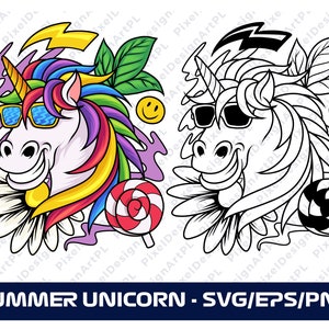Summer Unicorn SVG/PNG/EPS, Cricut, Sublimation, T-shirt, Silhouette, Scrapbooking, Card Making, Paper Crafts, Clipart
