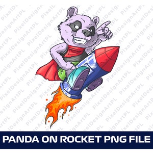 Panda no foguete ARQUIVO PNG, sublimação, camiseta, álbum de recortes, confecção de cartões, artesanato em papel, clipart