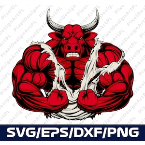 Bull Bodybuilder SVG/PNG/EPS, bodybuilder svg, diseño de camiseta de gimnasio, archivo de corte