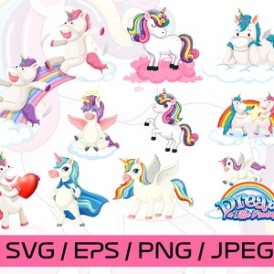 10 Unicorn Designs Bundle - Unicorn SVG, Cricut, Silhouette, Scrapbooking, Card Making, Paper Crafts, Clipart