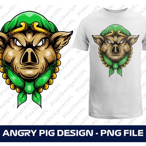 Angry Pig PNG, Animal PNG, Cartoon animal PNG, Pig T-shirt, Sublimation file, T-shirt Design