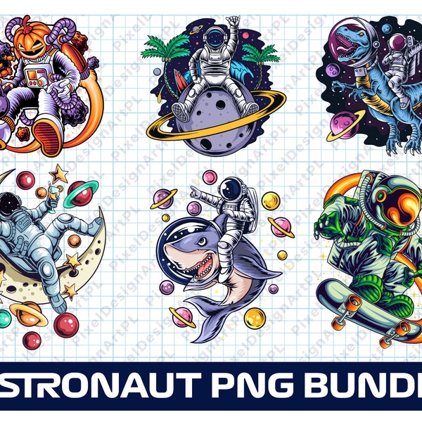 Astronaut PNG Bundle - 6 designs, Clipart, Sublimation, T-shirt design