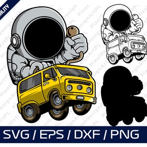 Astronaut Bus SVG, Space PNG, Cricut, Sublimazione, T-shirt, Silhouette, Scrapbooking, Card Making, Paper Crafts, Clipart