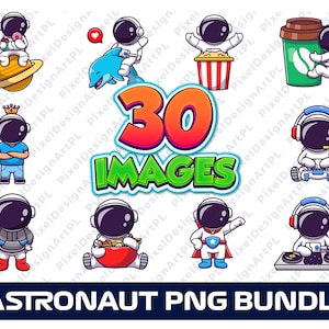 Astronaut PNG Bundle - 30 Bilder, Clipart, Sublimation, T-Shirt Design