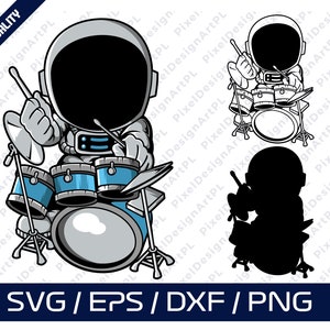 Astronaut Drums SVG, Space PNG, Cricut, Sublimation, T-Shirt, Silhouette, Scrapbooking, Kartenherstellung, Papier basteln, Clipart