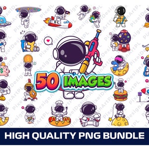 Astronaut PNG Bundle - 50 Designs, Clipart, Sublimation, T-Shirt-Design, Weltraum-Png, Weltraum