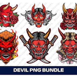 Devil PNG Bundle - 6 diseños, Diablo con rosas PNG, Calavera PNG, Diseño de camiseta, Diablo para sublimación