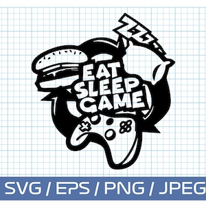 Eat=Sleep=Game SVG, für Kinder, Cricut, Silhouette, Scrapbooking, Kartenherstellung, Papier basteln, Clipart