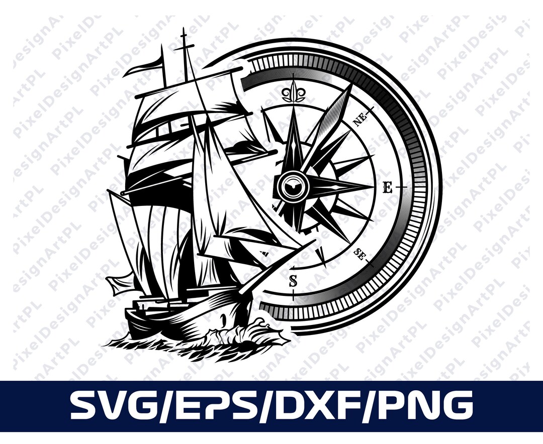 Ship Compass SVG/PNG/EPS, Ship Svg, Compass T-shirt Design, Cutting File - Etsy