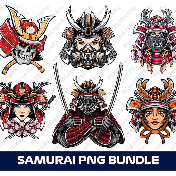 Samurai PNG Bundle - 6 designs, Japanese Warrior PNG, Skull PNG,  Samurai T-shirt Design